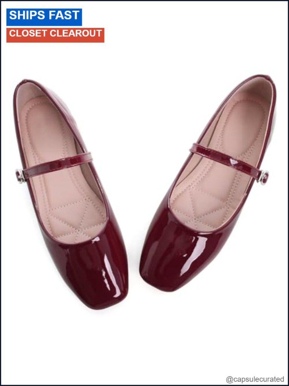 Women's Slip On Flats Square Toe Mary Jane Ballet Shoes Soft PU Comfortable